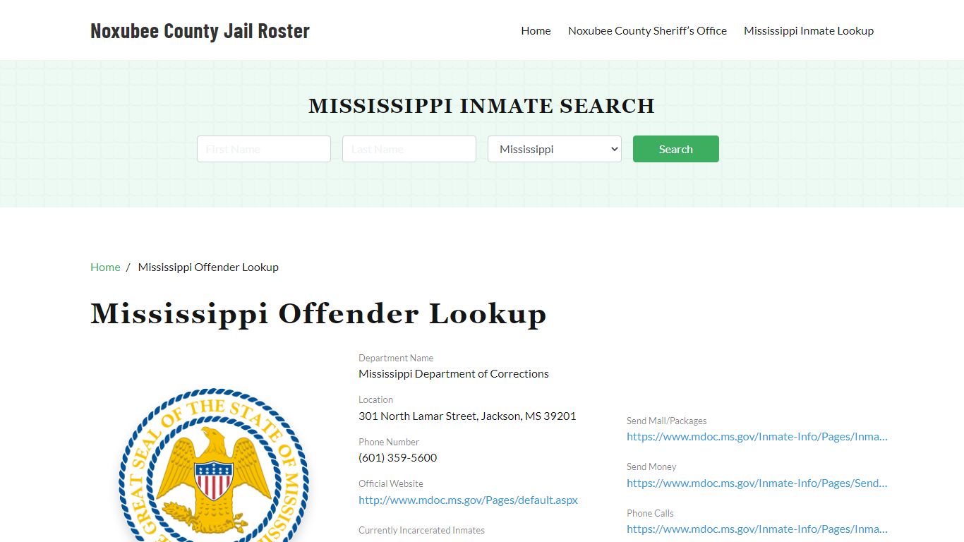Mississippi Inmate Search, Jail Rosters - Noxubee County Jail