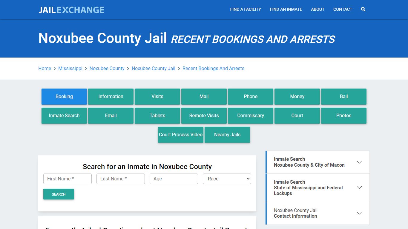 Noxubee County Jail Recent Bookings And Arrests - Jail Exchange