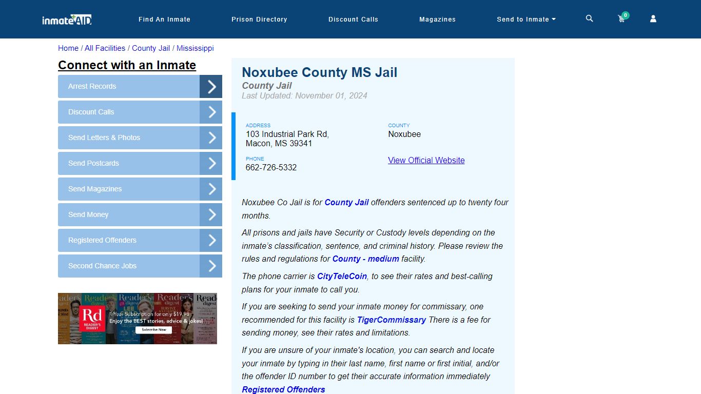Noxubee County MS Jail - Inmate Locator