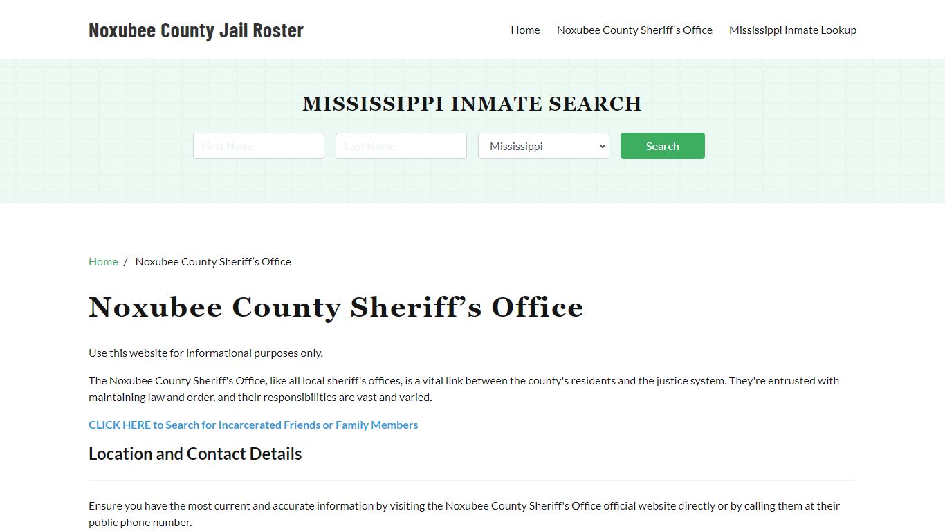 Noxubee County Sheriff Office, MS, Arrest Warrants Search
